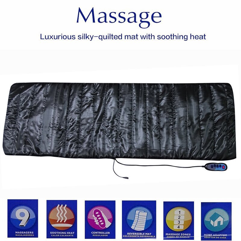 Electric Massage Mat - Vibrator Full Body Heated Back Neck Remote Control Sofa Bed Waist
