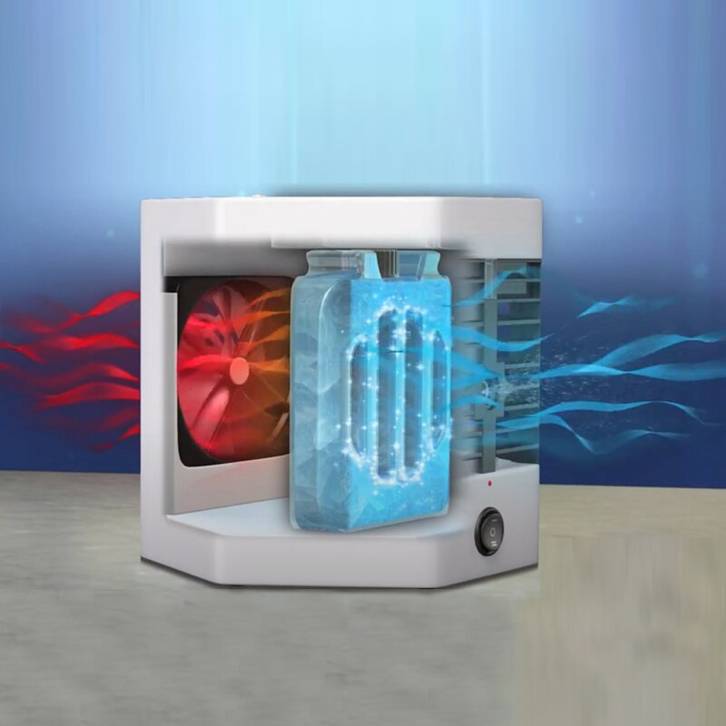 Mini Air Conditioner Fan - Light USB Air Cooler Humidifier Purifier Ice Packs Tanks Home