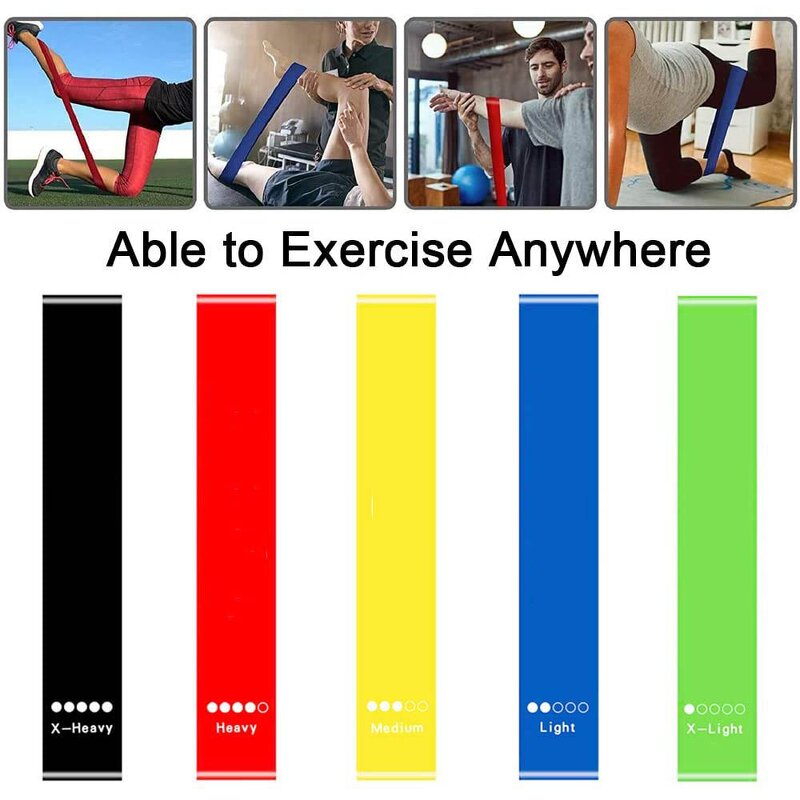 Resistance Bands Set - 5Pcs 5 Different Levels Yoga Home Gym Exercise Pilates Training