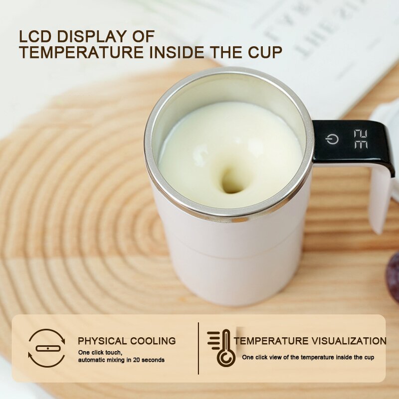 Electric Stirring Cup - Portable Temperature Control USB Magnetic Coffee Milkshake Beverage