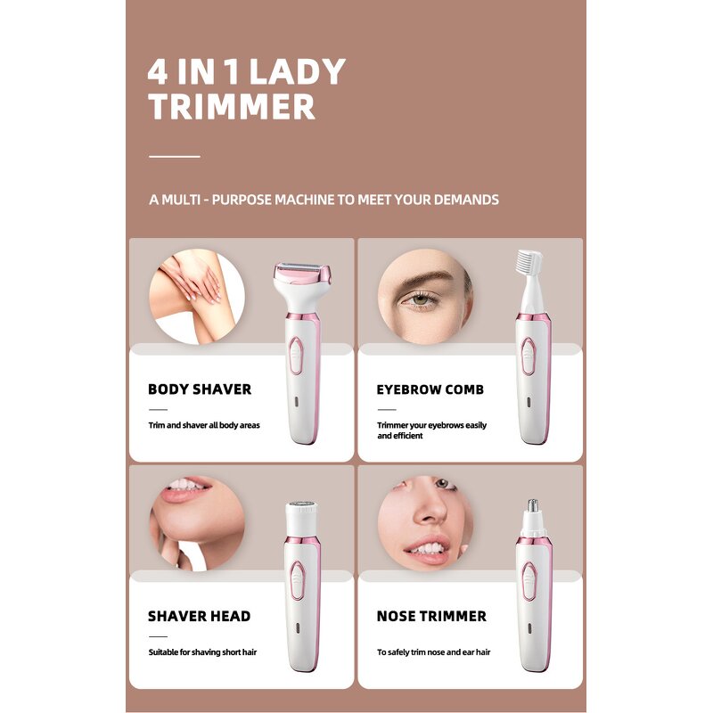 Women's Hair Removal Shaver - USB Rechargeable Portable Body Face Legs Bikini Lip Tool