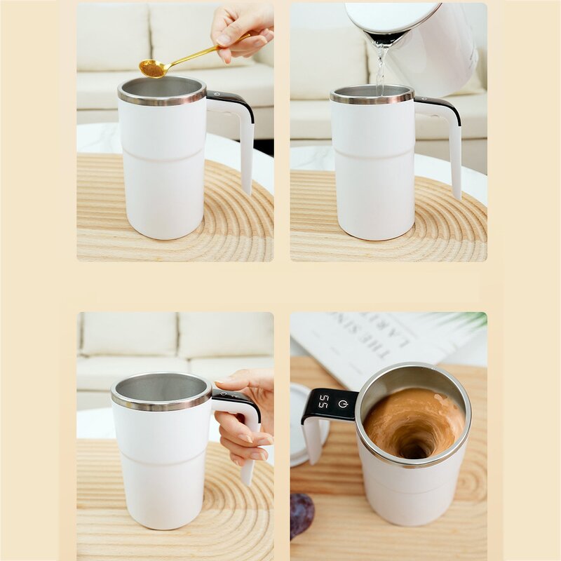 Electric Stirring Cup - Portable Temperature Control USB Magnetic Coffee Milkshake Beverage