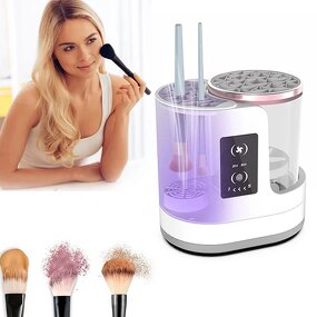 Makeup Brush Cleaner Machine - Portable 3-in-1 USB Automatic Dryer Holder Cosmetic Cleanser