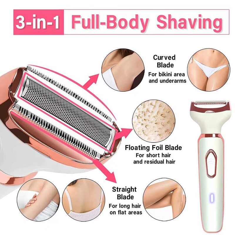 Women's Hair Removal Shaver - USB Rechargeable Portable Body Face Legs Bikini Lip Tool