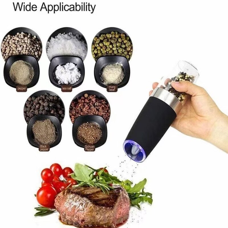 Electric Pepper Mill - Stainless Steel Automatic Gravity Salt Spice Grinder Kitchen Tools