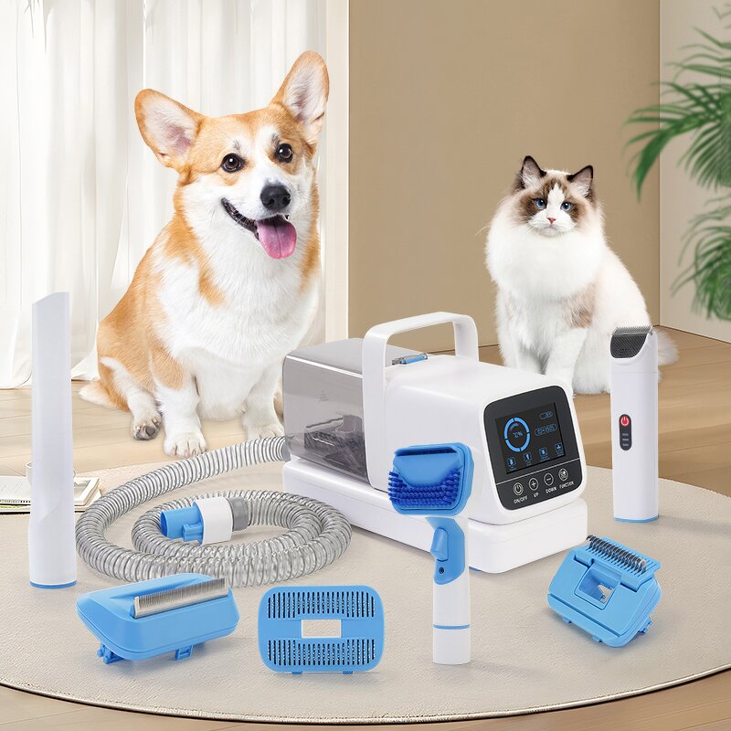 6 in 1 Pet Grooming Kit - Electric Hair Trimmer Vacuum Suction Dog Cat Brush Cleaner