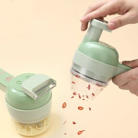 4 in 1 Vegetable Cutter - Handheld Electric Wireless Food Processor Chopper Slicer