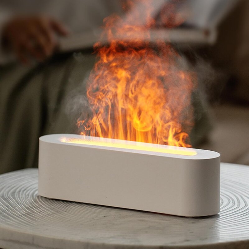 6-Color Desktop Humidifier - 1/3/5h Night Light Essential Oil Flame Simulation Car RV