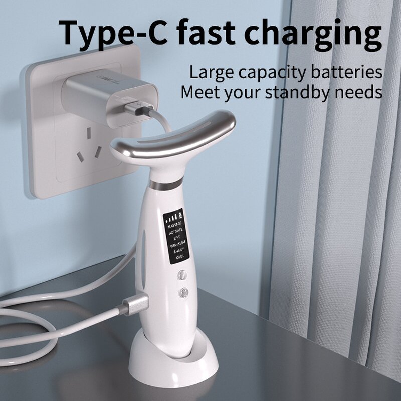 Face Neck Massager - 6-Mode Heating Shaking Cooling Home Travel Gift One Package Tool