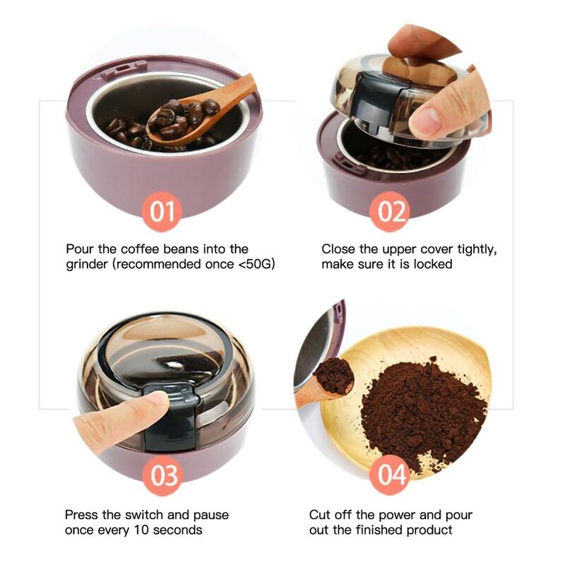 Mini Coffee Grinder - Electric Kitchen Salt Pepper Beans Spices Nut Seed Molinillo Cafe