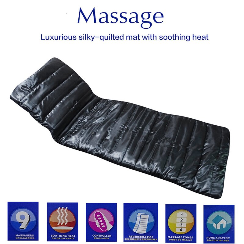 Electric Massage Mat - Vibrator Full Body Heated Back Neck Remote Control Sofa Bed Waist