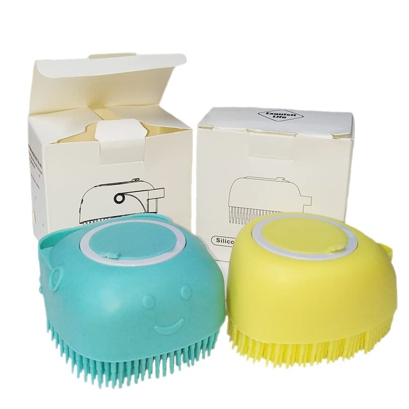2 in 1 Dog Bath Brush - Bathroom Silicone Massage Shampoo Box Cat Shower Grooming Tool