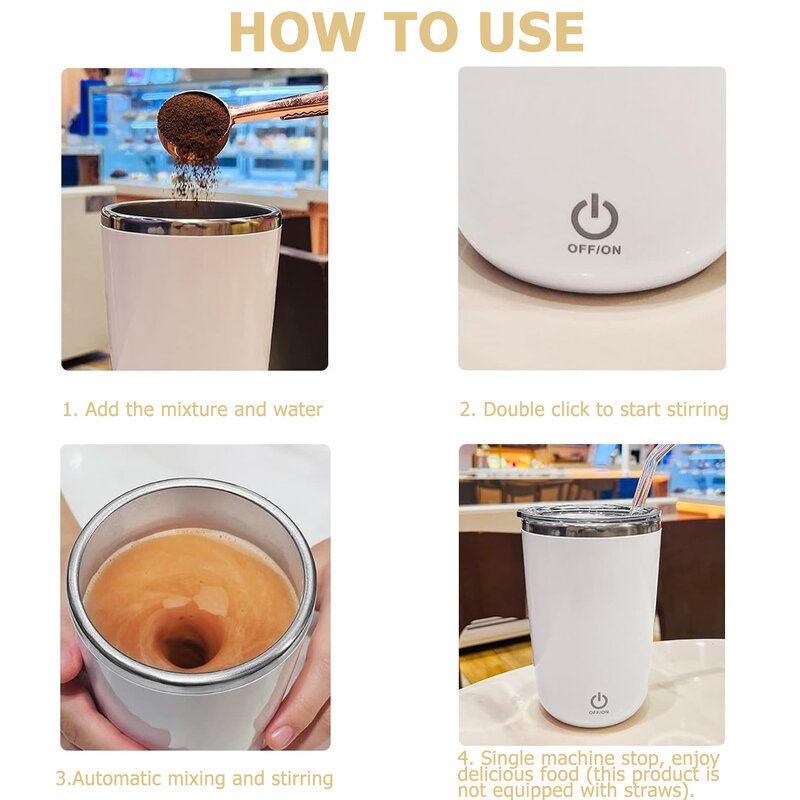 Magnetic Coffee Cup - Rechargeable Stainless Steel Electric Stirring Car Hotel USB Power