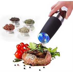 Electric Pepper Mill - Stainless Steel Automatic Gravity Salt Spice Grinder Kitchen Tools