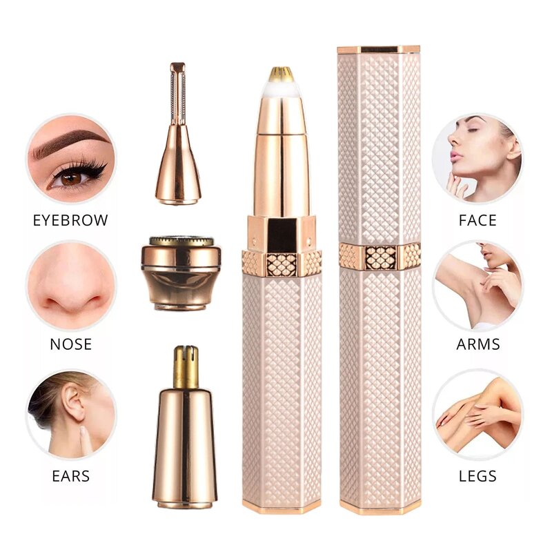 Electric Eyebrow Epilator - Rechargeable 4 in 1 Portable Women Eyebrow Trimmer Hair Remover