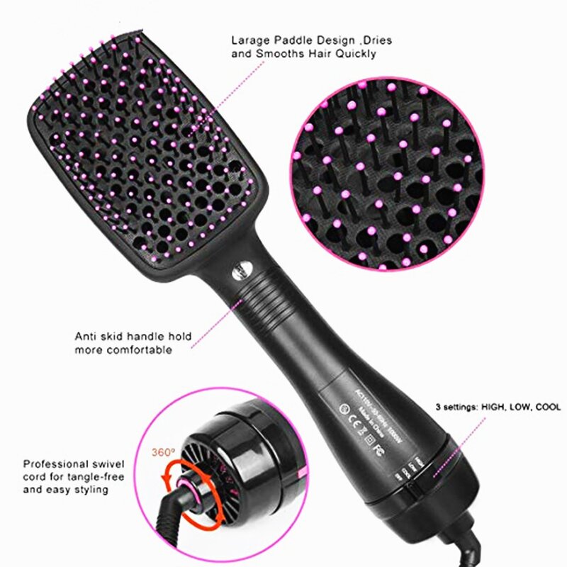 3-in-1 Hair Dryer Volumizer - Professional Women One-Step Straightening Curling Hot Air
