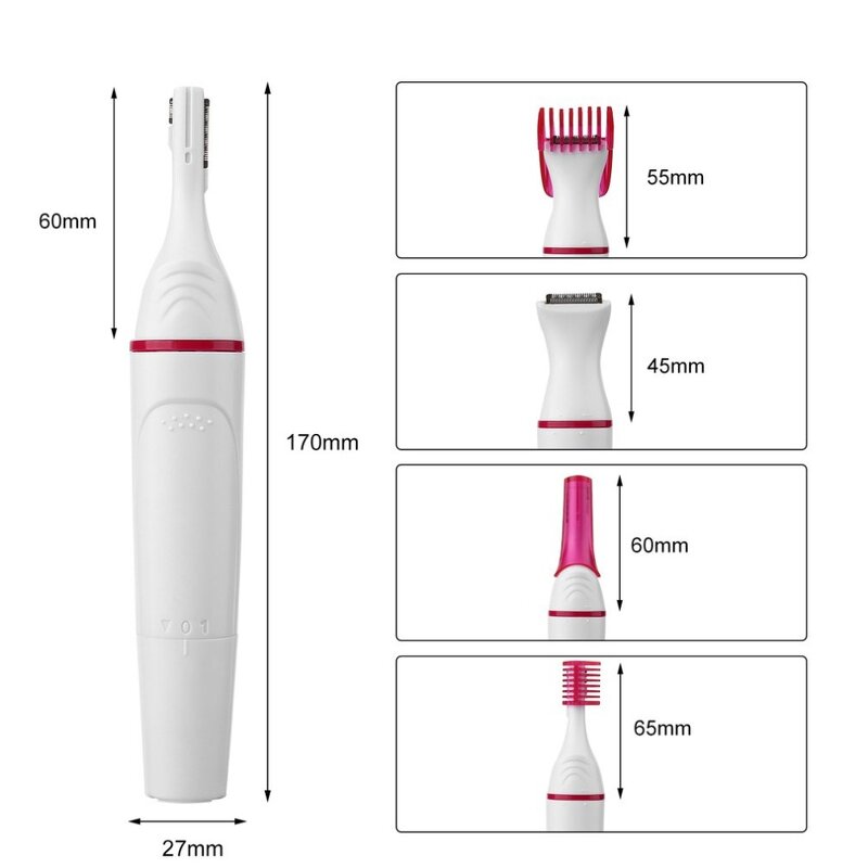 5 in 1 Electric Epilator - Painless Trimmer Eyebrow Nose Body Bikini Facial Hair Removal