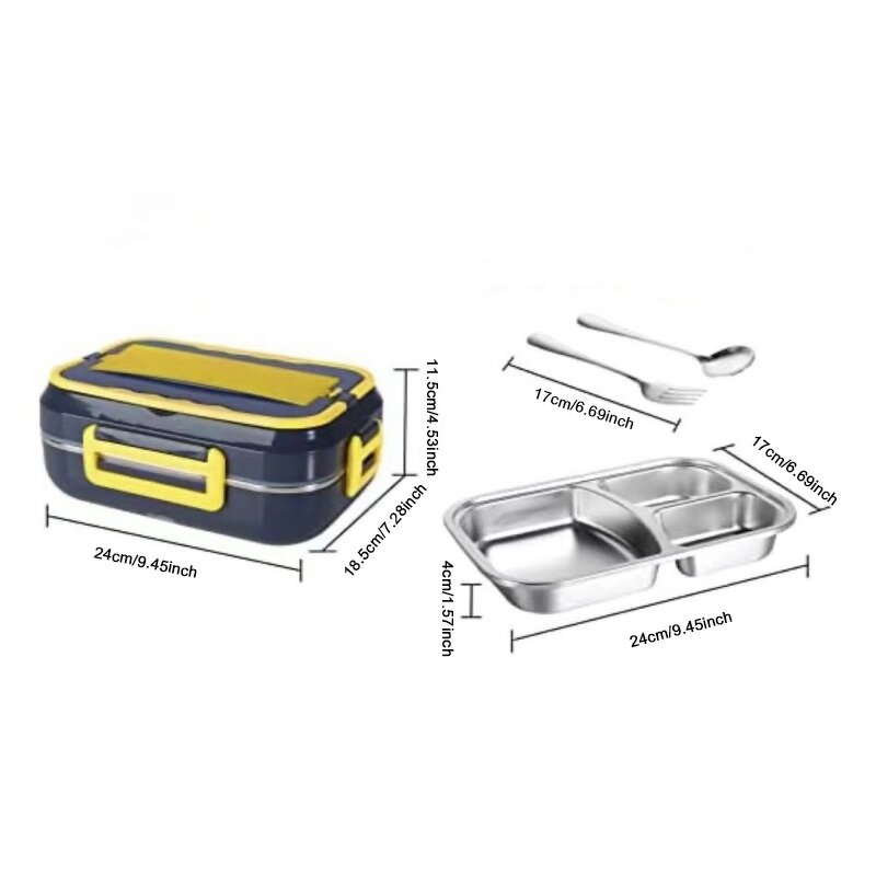 1.5L Electric Lunch Box - Portable Stainless Steel Car Home Kids Food Heater Warmer