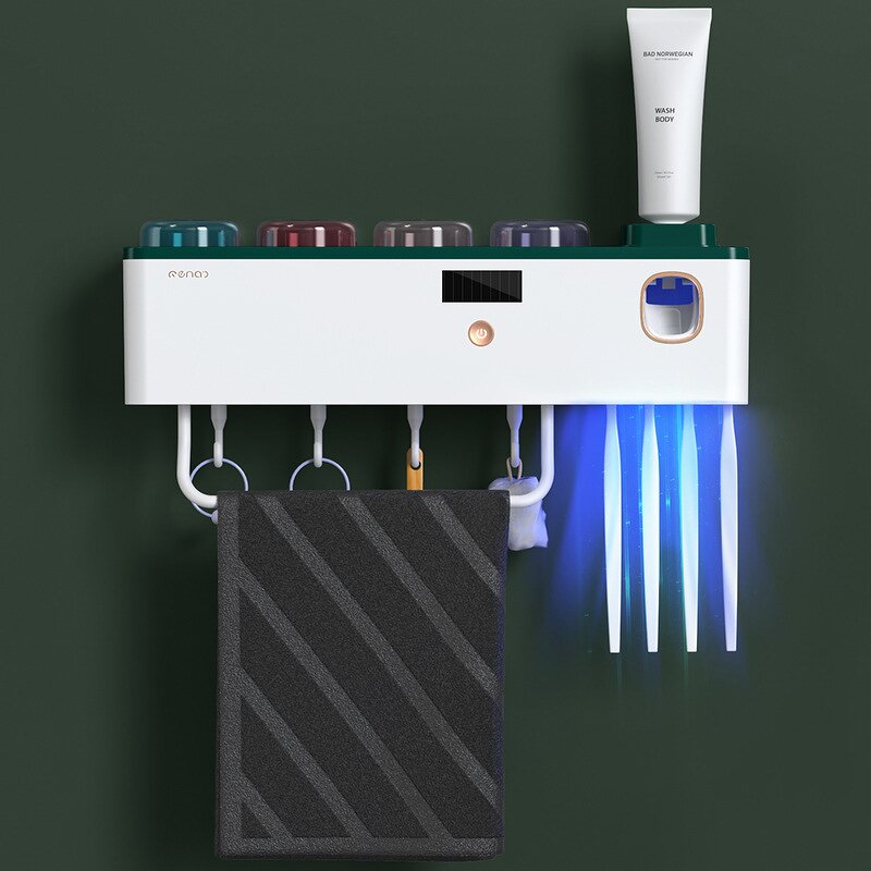 Toothbrush Sanitizer Rack - Multifunctional Wall-Mounted Upgraded Cup Suction Sterilizer