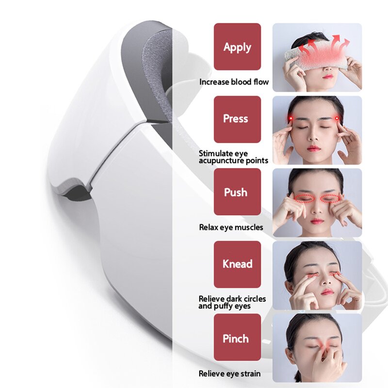 Portable Eye Massager - Smart Heat Therapy Eye Strain Sleep Vision Enhancement Vibration