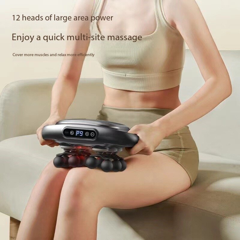 Twelve-Head Massage Gun - High-Strength 7.4V Manual-Wired Arm Leg Neck Relaxation