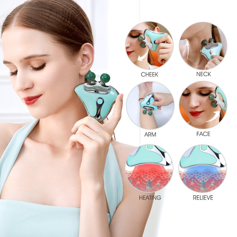 Facial Eye Massager - Portable Intelligent Lifting Hot Compress Jade Powder Crystal Scraper