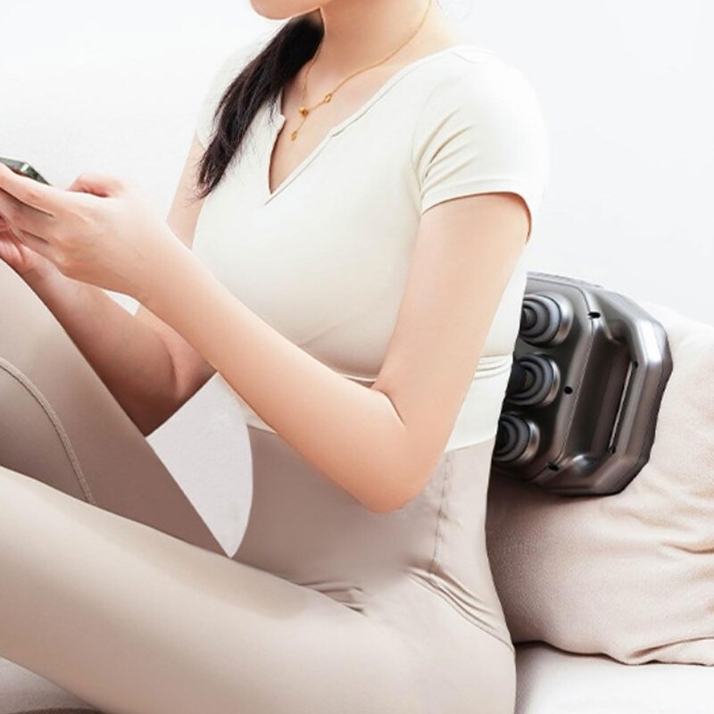 Heating Massage Gun - Deep Tissue 6 Heads 9 Levels Dual Handle Back Waist Leg Percussion