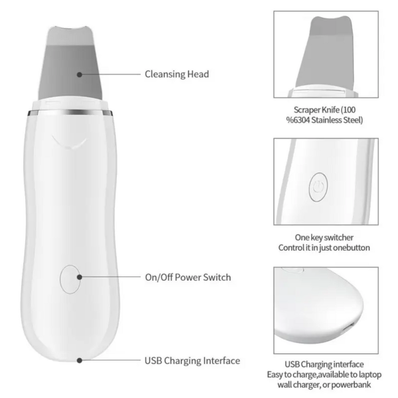 Ultrasonic Facial Massager - Wireless Remote Control Blackhead Pore Removal Face Treatment