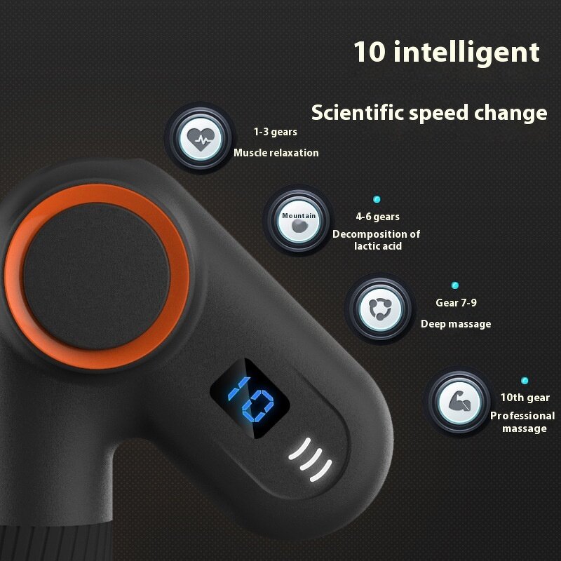 Rotary Fascia Gun - Adjustable Electric Brushless 5 Heads 2000mAh Body Fitness Relaxation