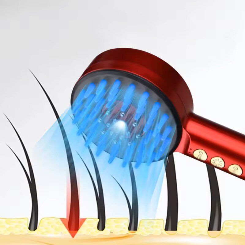 Electric Scalp Comb - Organic Red Blue Light EMS Essential Oil Guide Hair Growth Anti-Loss