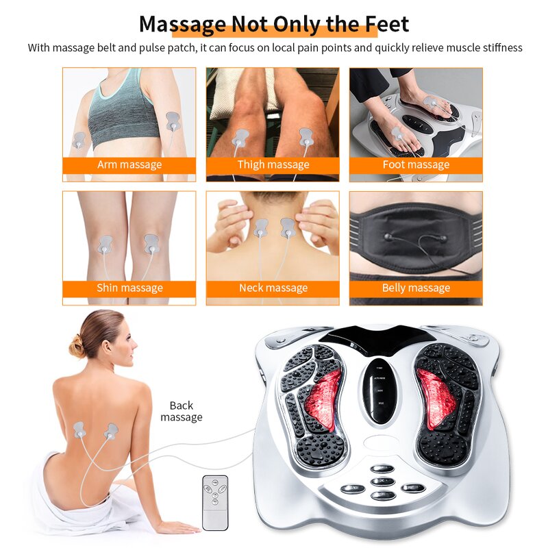 Shiatsu Foot Massager - Intelligent EMS Therapy Microcurrent Electric Tens Hot Stone Pad
