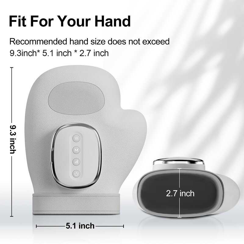 Wireless Hand Massager - Phenitech Heat Compression 3 Levels 2000mAh Finger Wrist Palm