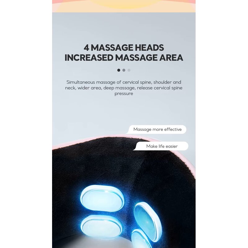 U-Shaped Travel Pillow - 4KEY Custom Removable Car Portable Neck Support Massager