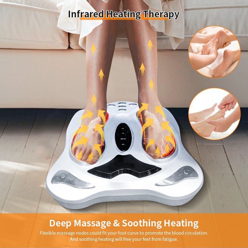 Shiatsu Foot Massager - Intelligent EMS Therapy Microcurrent Electric Tens Hot Stone Pad