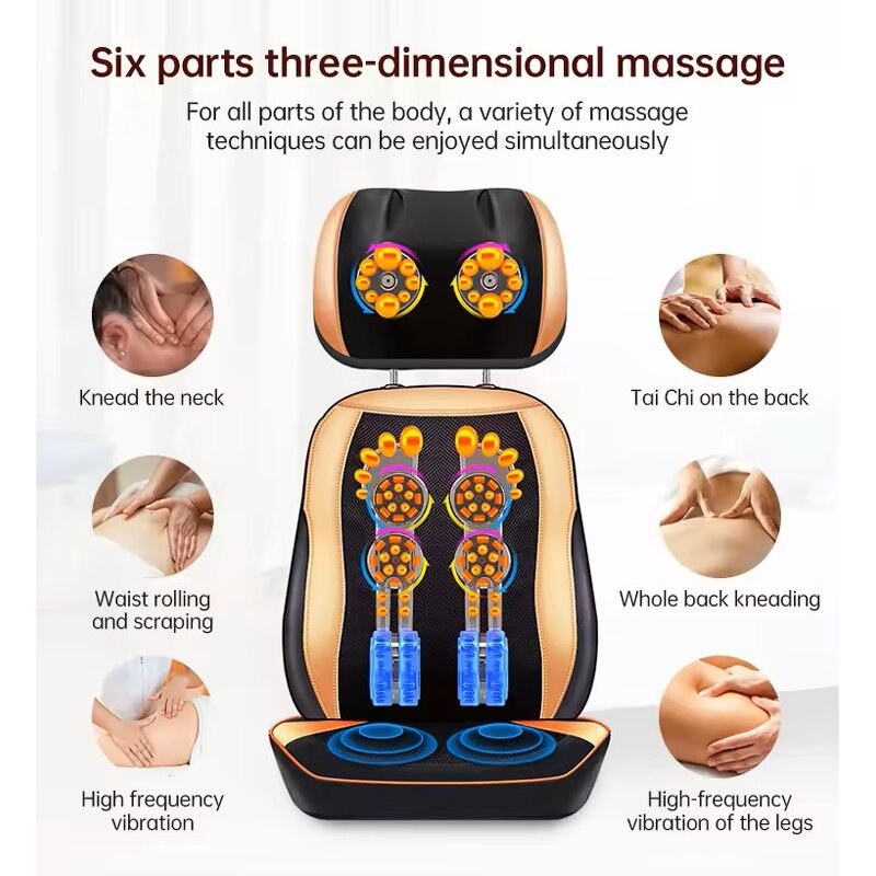 Massage Chair Cushion - Multi-functional Detachable Folding Neck Waist Human Body Pad