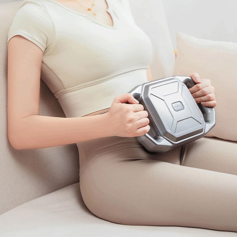 Heating Massage Gun - Deep Tissue 6 Heads 9 Levels Dual Handle Back Waist Leg Percussion