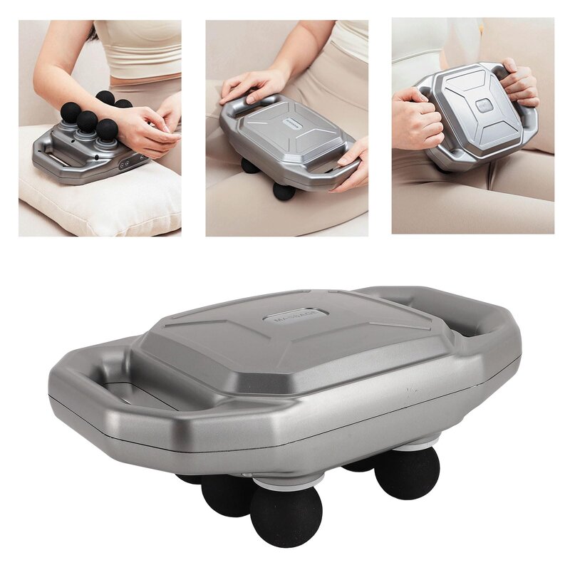 Heating Massage Gun - Deep Tissue 6 Heads 9 Levels Dual Handle Back Waist Leg Percussion