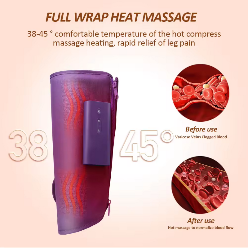 Calf Air Massager - Cordless Compression 3 Heat Levels 3 Modes Foot Leg Circulation
