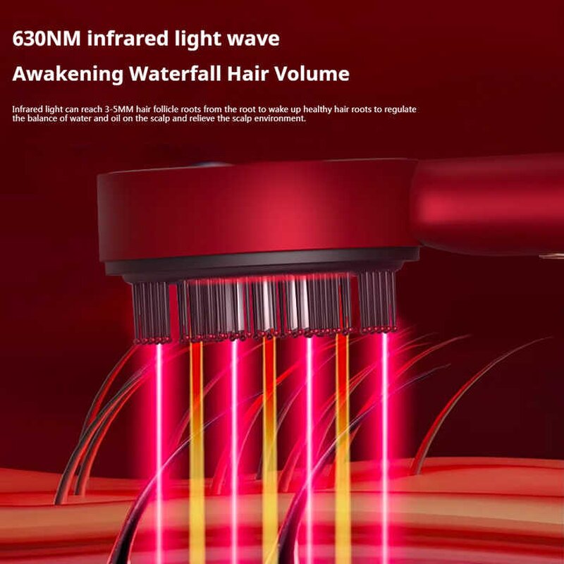 Red Light Scalp Massager - Hair Care Comb Rotating Silicone Kneading Medicating Generator