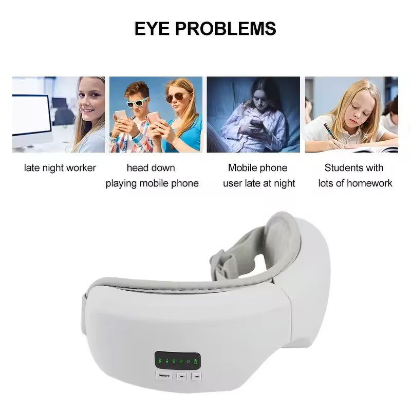 Digital Eye Massager - Air Pressure Vibrations Heat Compress Eye Strain Effective Relief