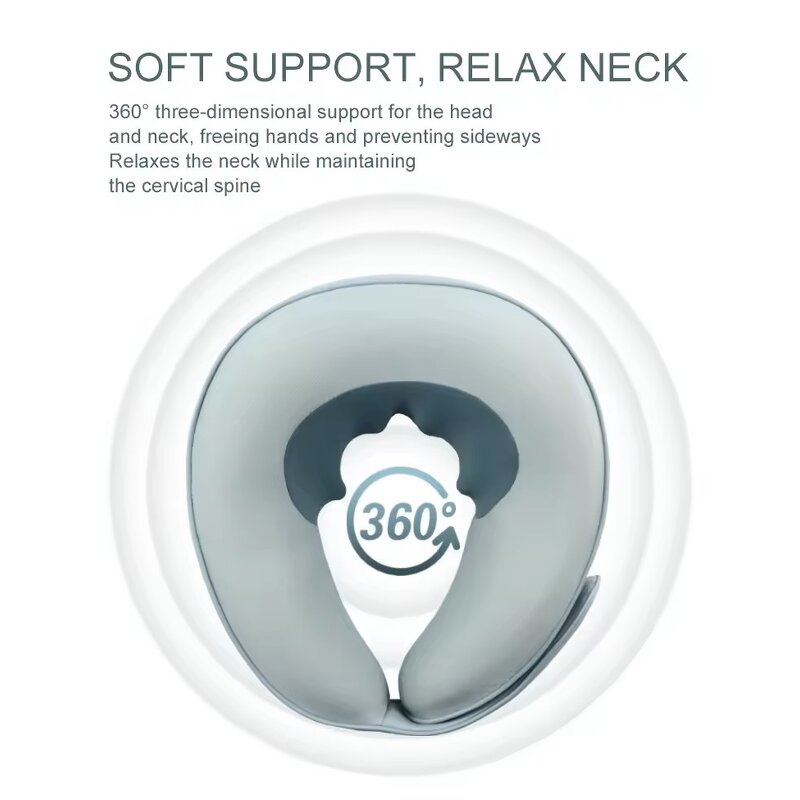 U-Shaped Travel Pillow - 4KEY Custom Removable Car Portable Neck Support Massager