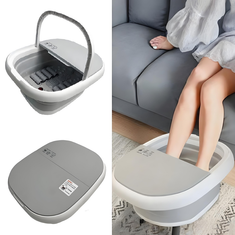 Folding Foot Bath - Portable Home Use Soaking Heating Lighting Massaging Foot Massager