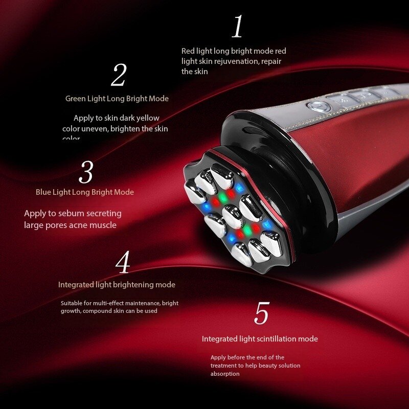 Facial Massager - Wireless USB 7.4W ABS Color Light Skincare Massage Face Application