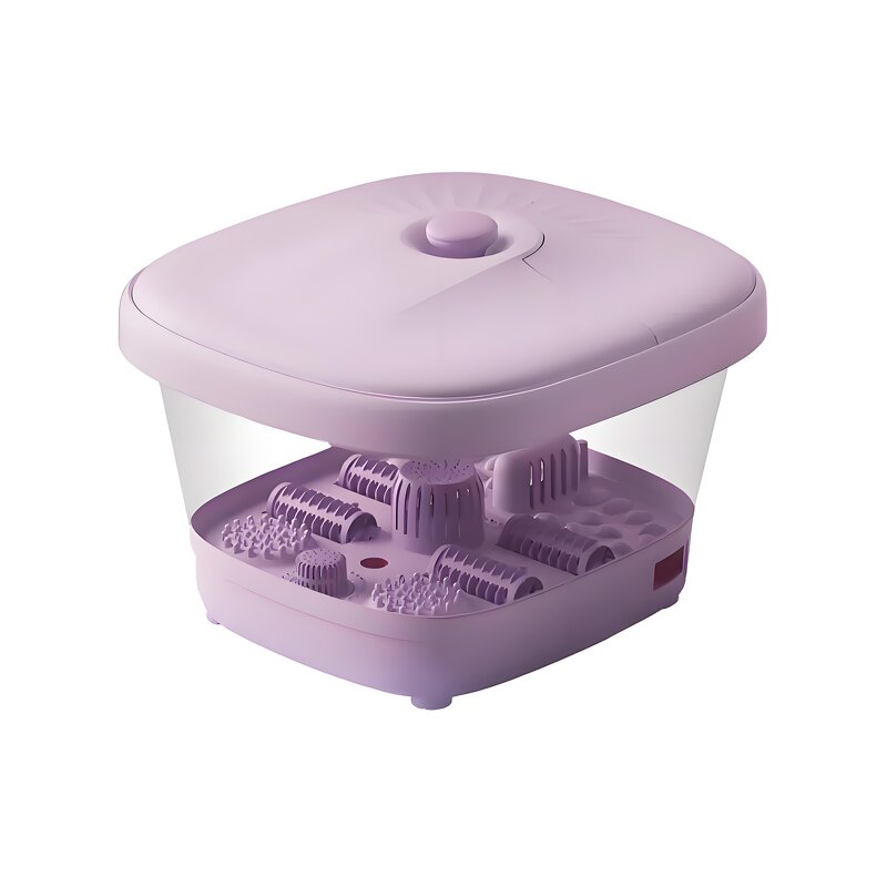 Purple Foot Spa Tub - Portable Foldable Constant Temperature Heating Roller Bubble Relax