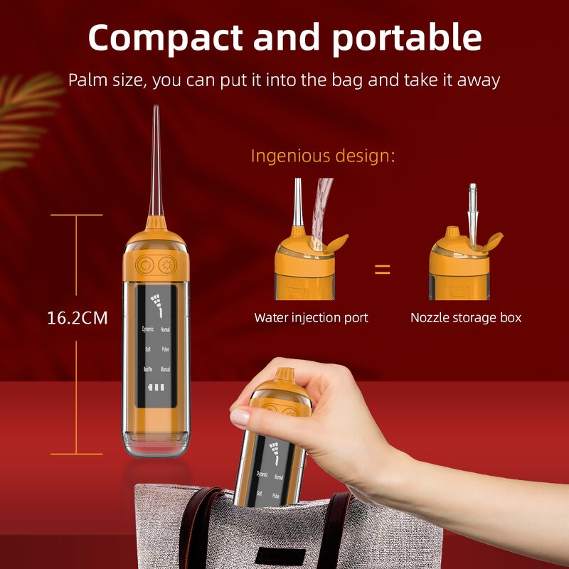 USB Water Flosser - IPX7 Waterproof 6-Speed Cavity Flushing Oral Care Beauty Device