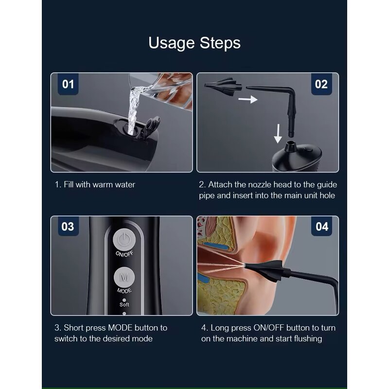 Portable Ear Cleaner - Household Electric Large Water Tank Ear Wash Wax Removal Earpick