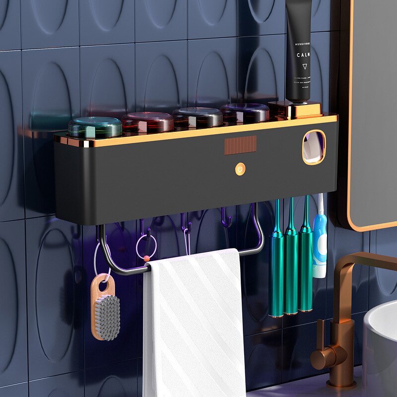 Toothbrush Sanitizer Rack - Multifunctional Wall-Mounted Upgraded Cup Suction Sterilizer