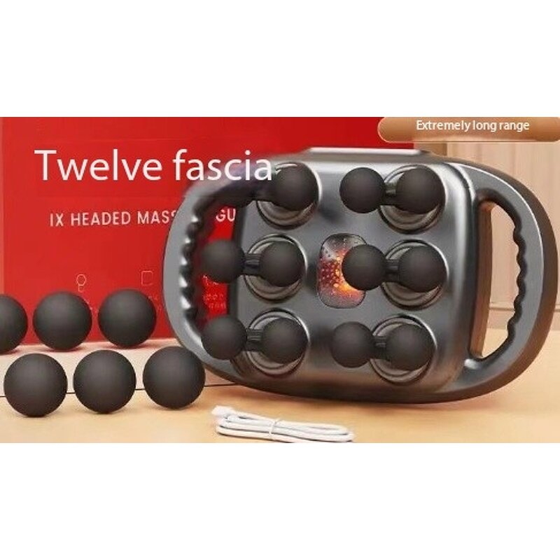 Twelve-Head Massage Gun - High-Strength 7.4V Manual-Wired Arm Leg Neck Relaxation