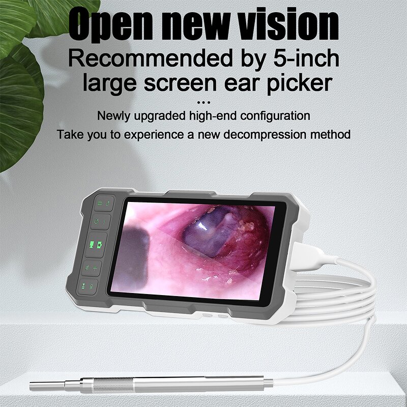 Digital Otoscope - 3.9mm/4.5mm 5inch Screen Ear Wax Removal Visual Clean Tool