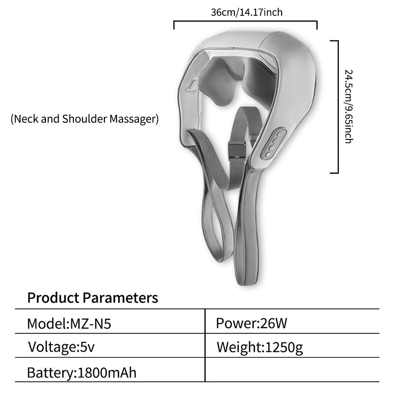 Neck Shoulder Massager - Graphene Heating Hand Grabbing Movements Back Legs Coverage